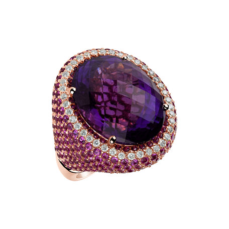 Diamond ring with Amethyst and Sapphire Violetta