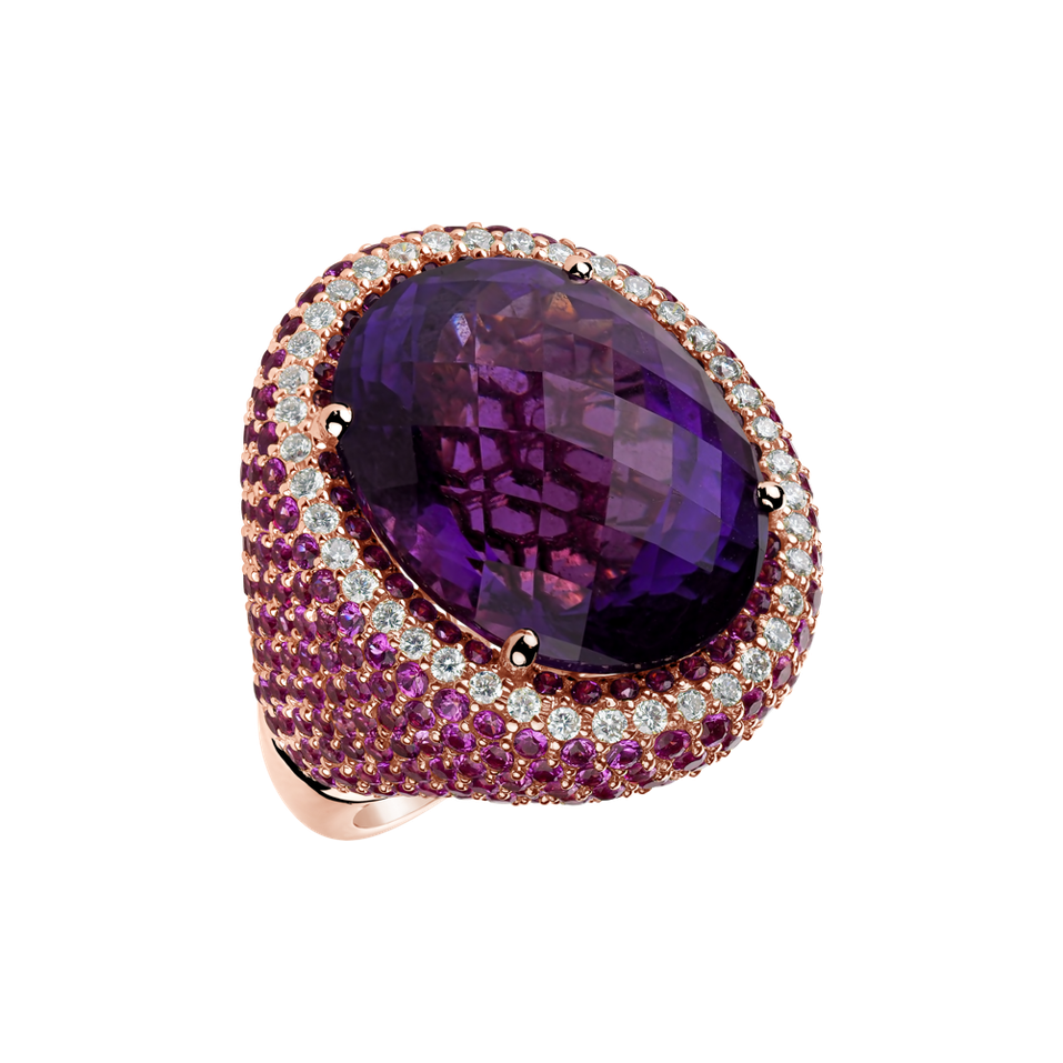 Diamond ring with Amethyst and Sapphire Violetta