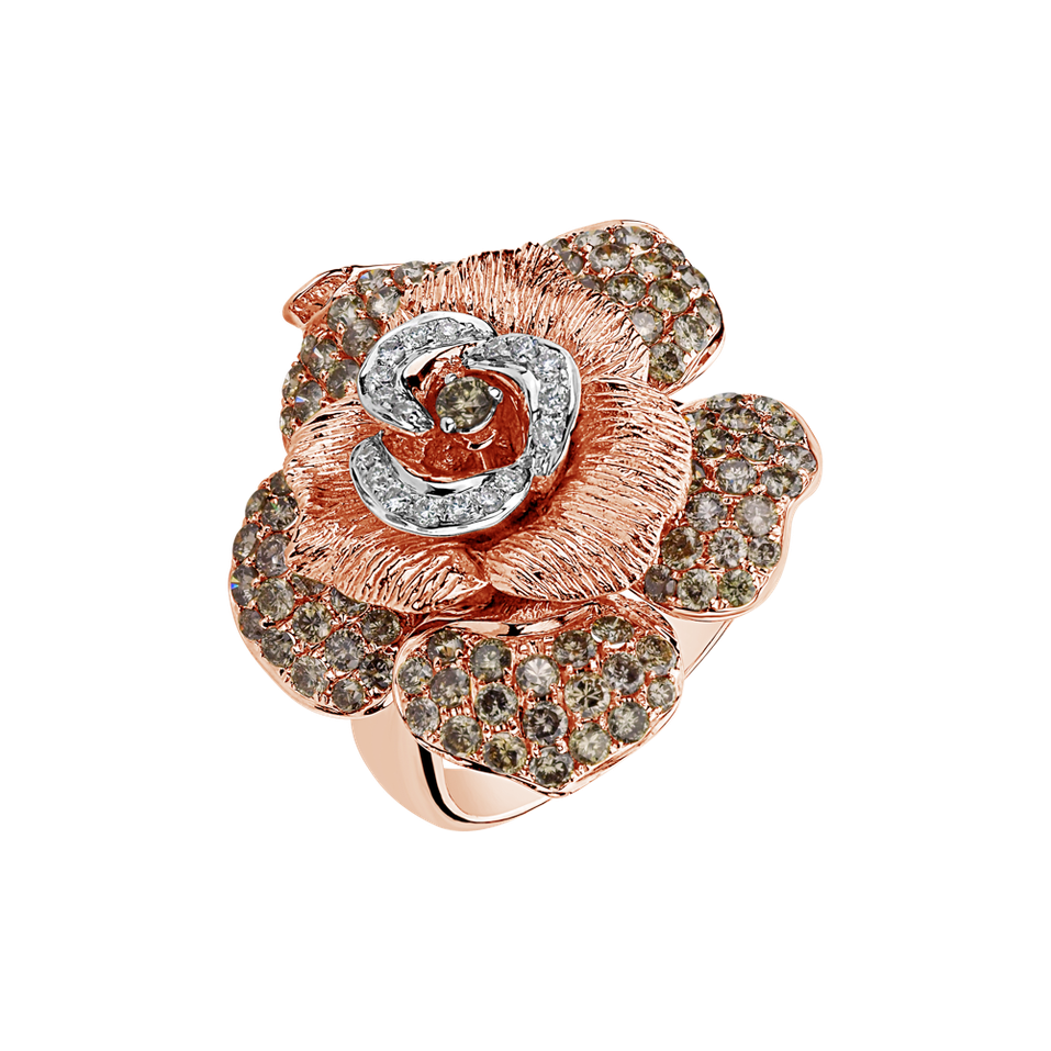 Ring with white and brown diamonds Aristocrat Rose