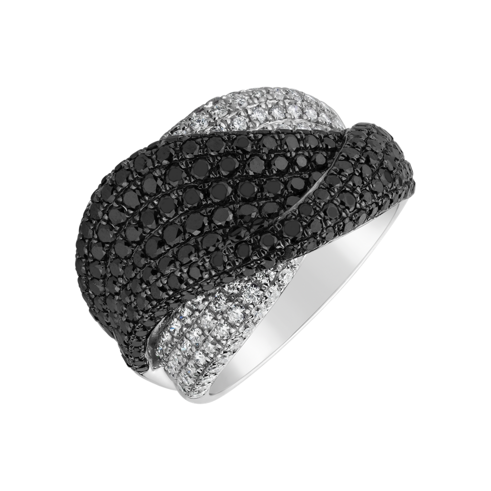 Ring with black and white diamonds Atlantida