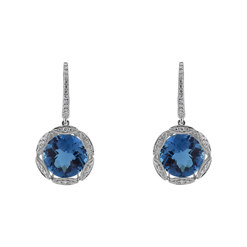 Diamond earrings with Topaz Astral Projection