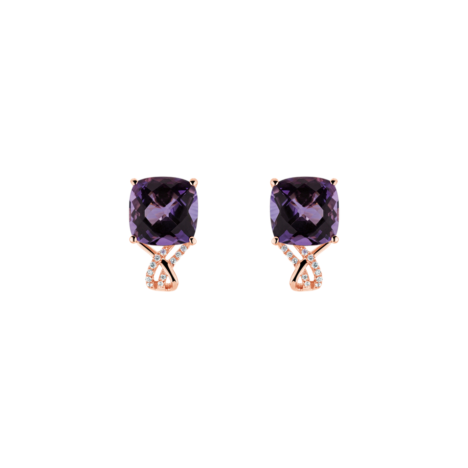 Diamond earrings with Amethyst Velvet Tango