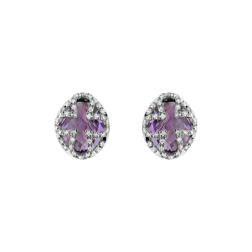 Diamond earrings with Amethyst Hamilton