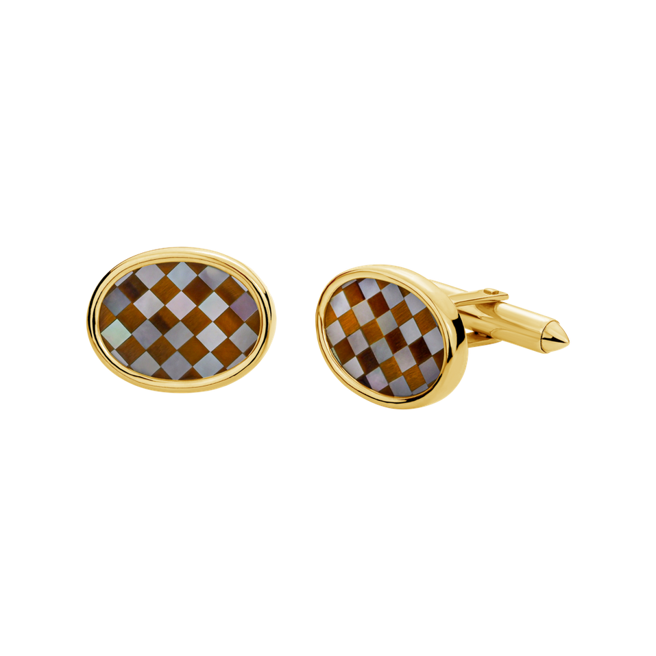 Cufflinks with Mother of Pearl and Tiger Eye Gregorio