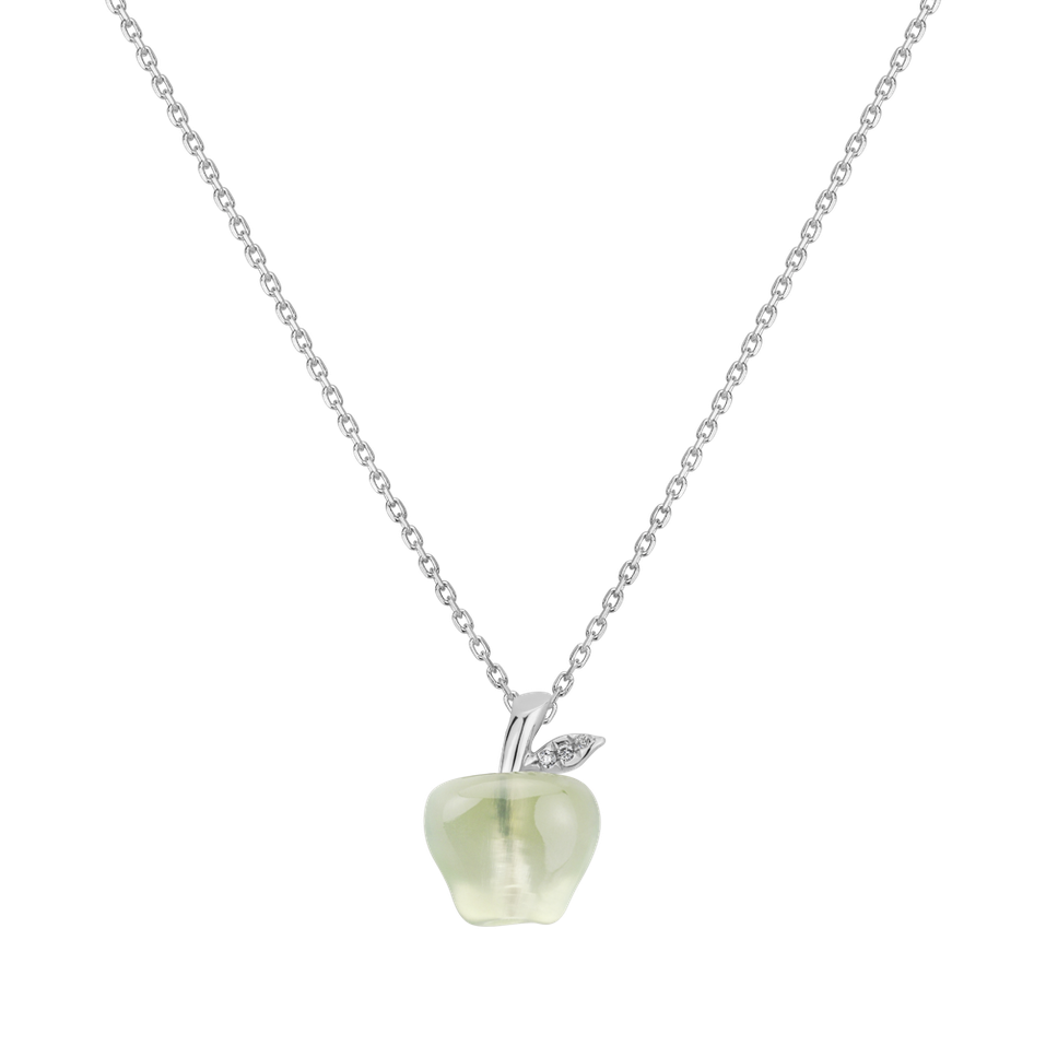 Diamond pendant with Prehnite Happy Apple