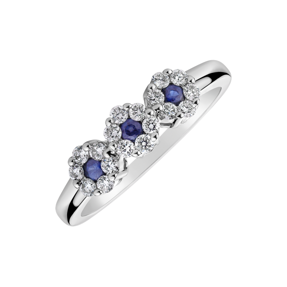 Diamond ring with Sapphire Forget Me Not