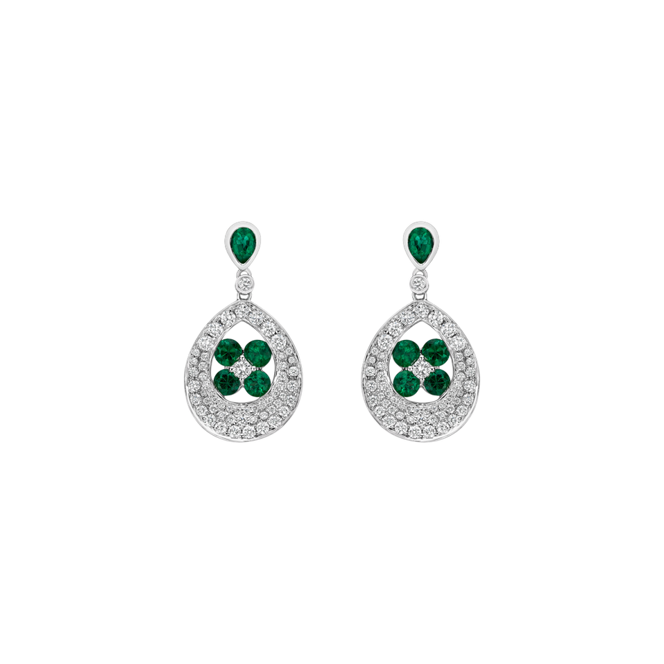 Diamond earrings and Emerald Forest Charm