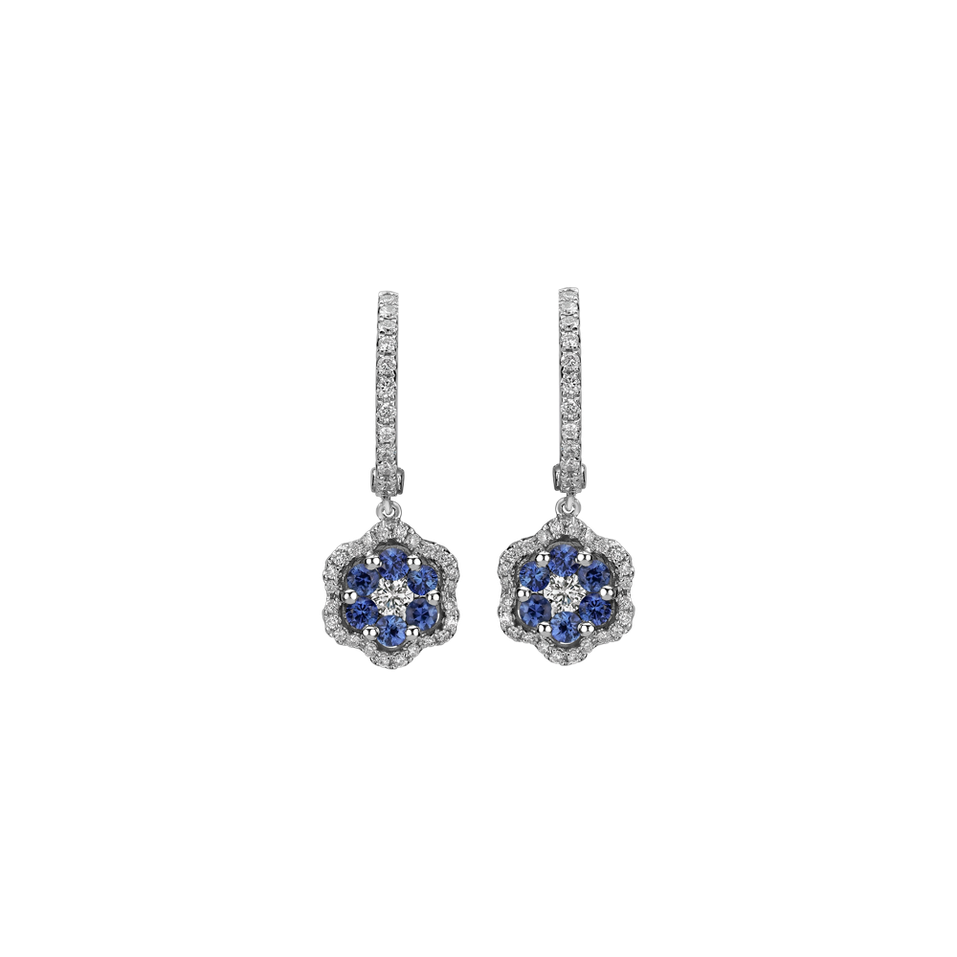 Diamond earrings and Sapphire Blooming Jewellery