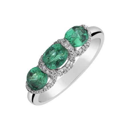 Diamond ring with Emerald Emerald Elegy