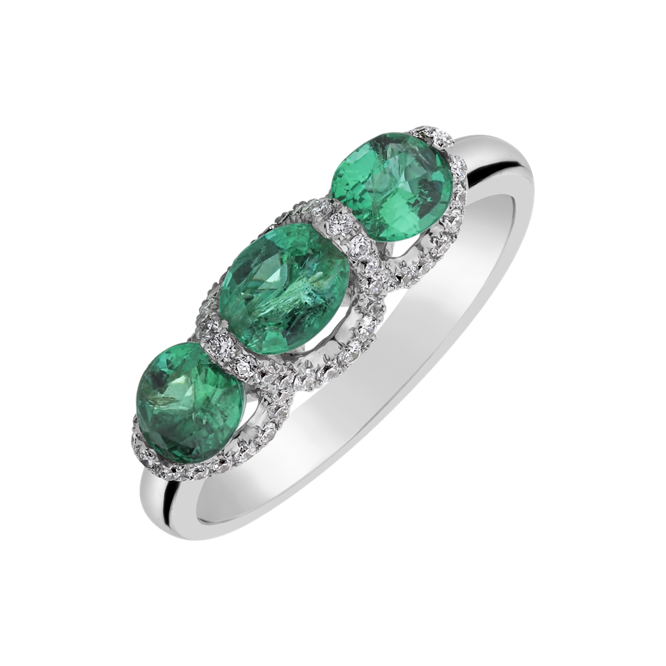 Diamond ring with Emerald Emerald Elegy