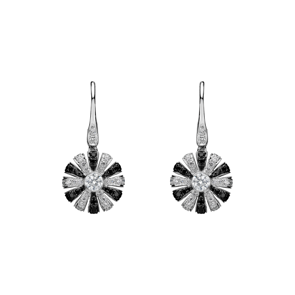 Earrings with black and white diamonds Ieva