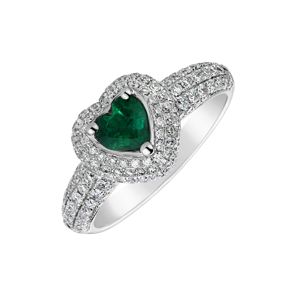 Diamond ring with Emerald Flamboyant Soul