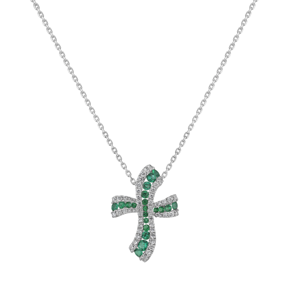 Diamond pendant with Emerald The Happy Crossroad