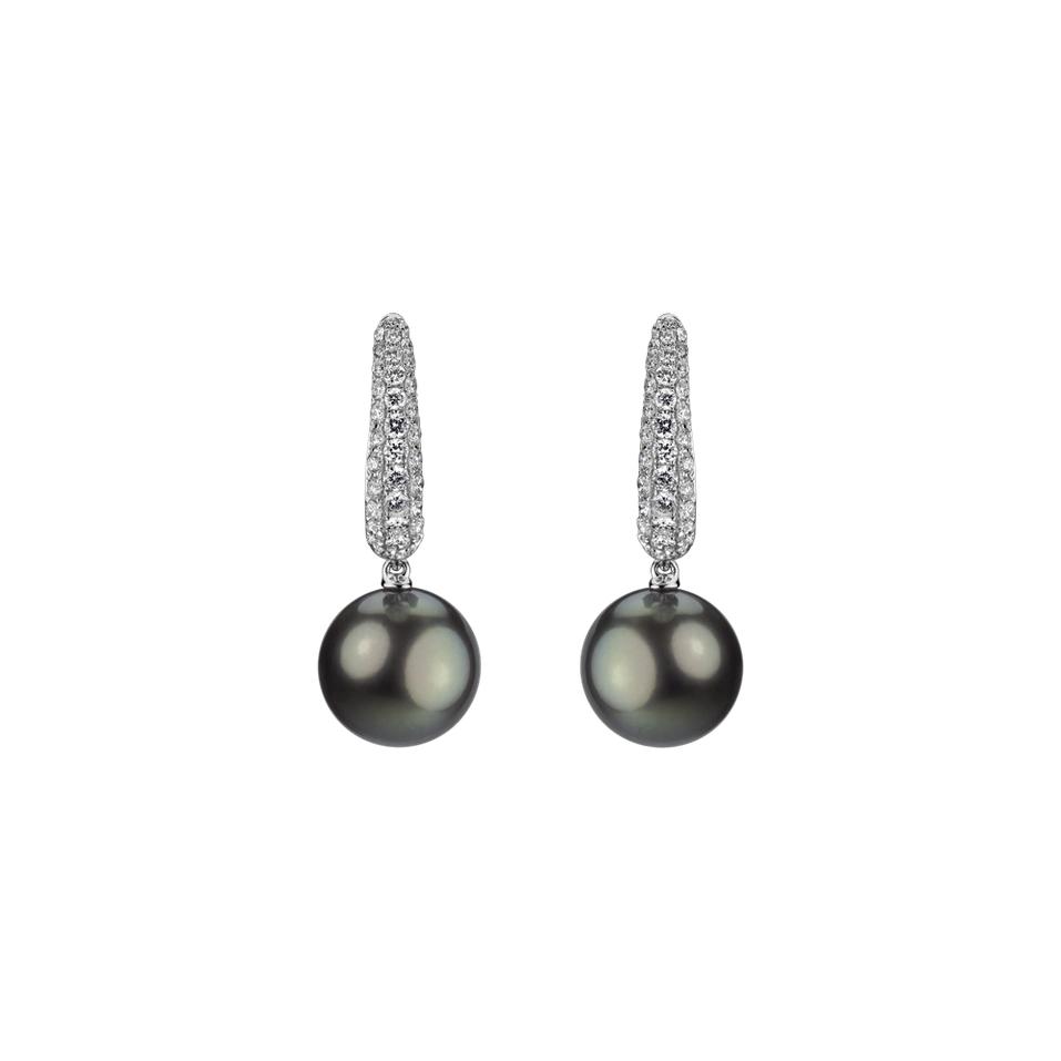 Diamond earrings with Pearl Pearl Poem