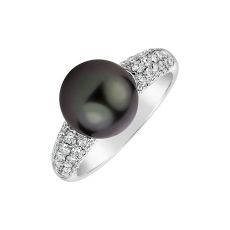 Diamond ring with Pearl Dazzling Lagoon