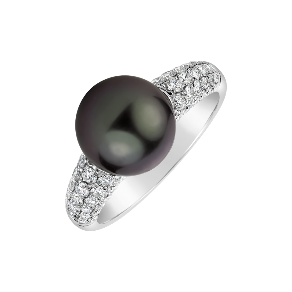 Diamond ring with Pearl Dazzling Lagoon