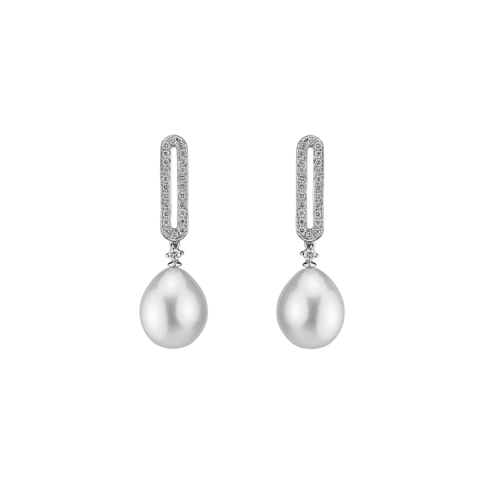 Diamond earrings with Pearl Mystical Siren