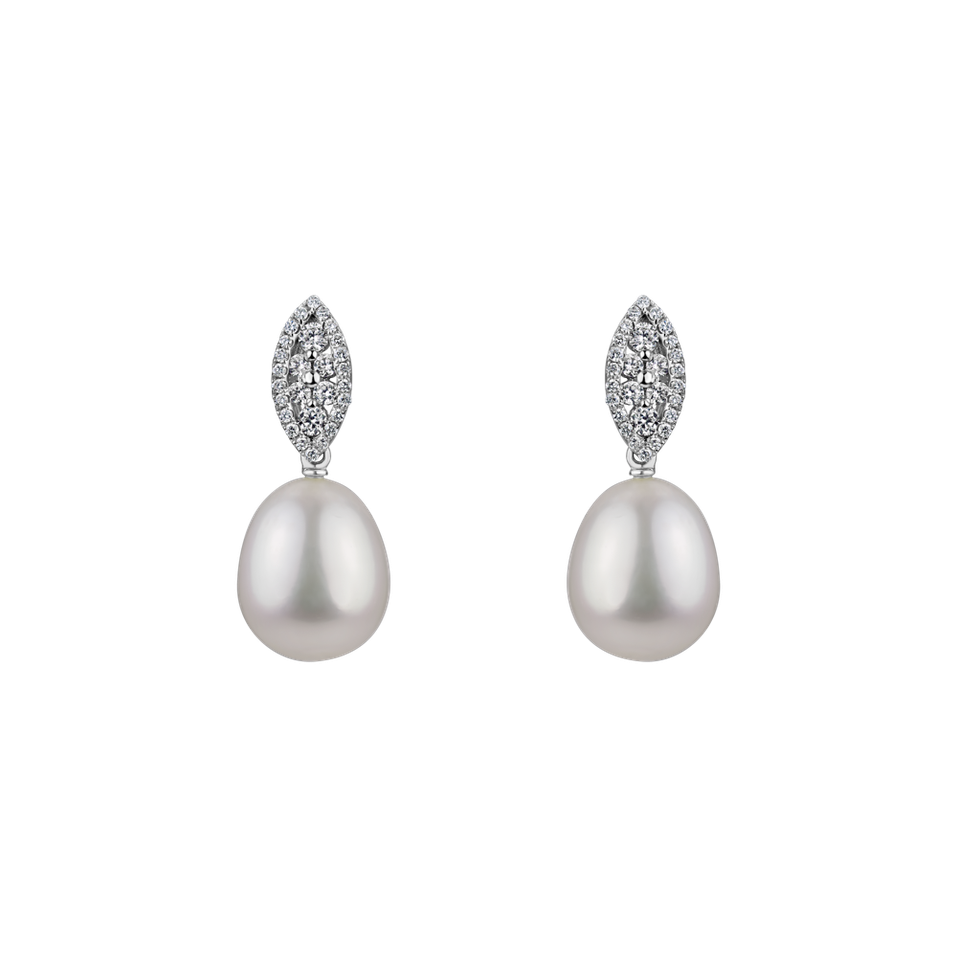 Diamond earrings with Pearl Pearls for Nina