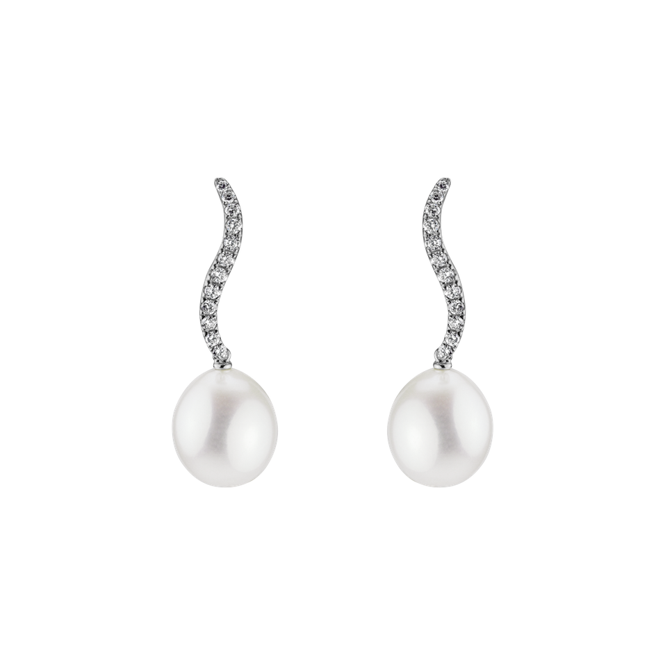 Diamond earrings with Pearl Octavia Wave