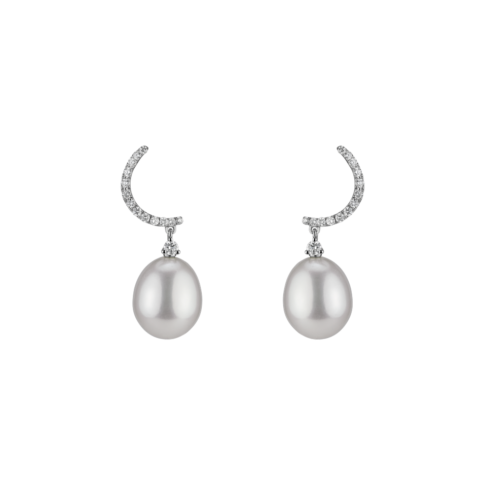 Diamond earrings with Pearl River for Rosana