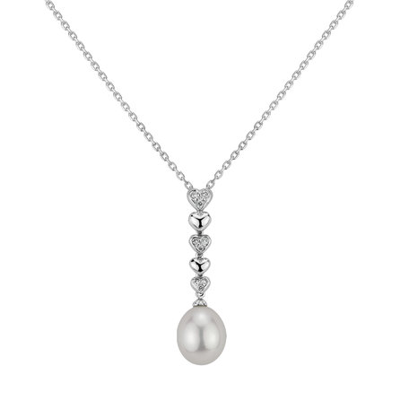 Diamond pendant with Pearl Heart of the Depth