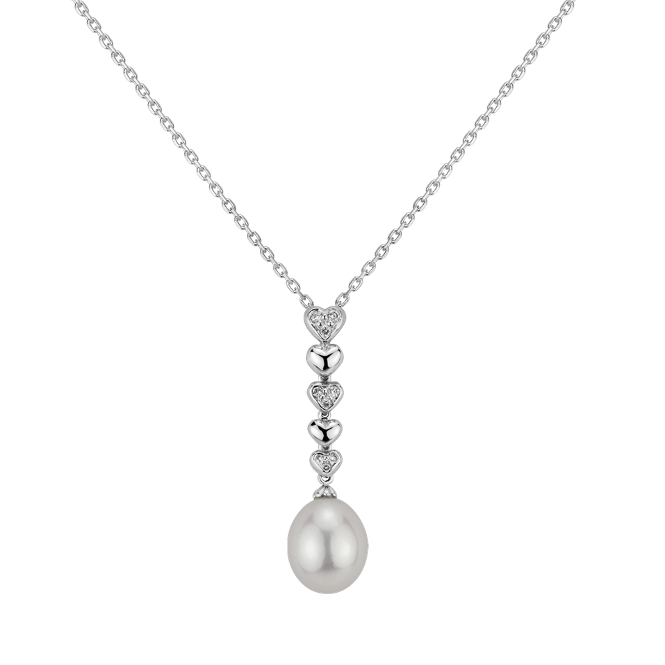 Diamond pendant with Pearl Heart of the Depth