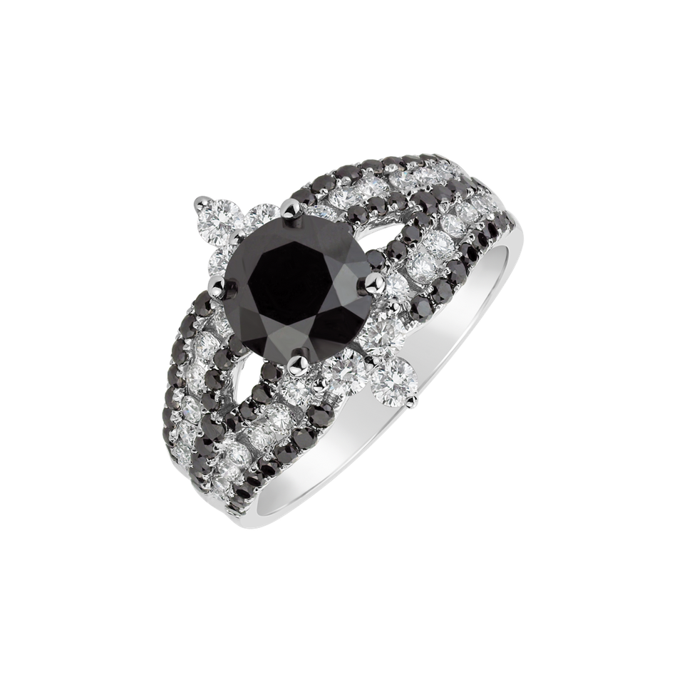 Ring with black and white diamonds Elden