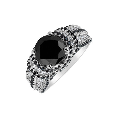 Ring with black and white diamonds Eugenio