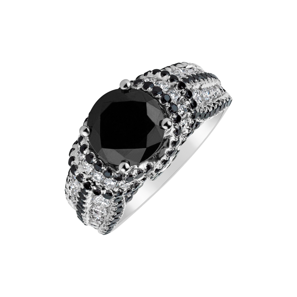 Ring with black and white diamonds Eugenio