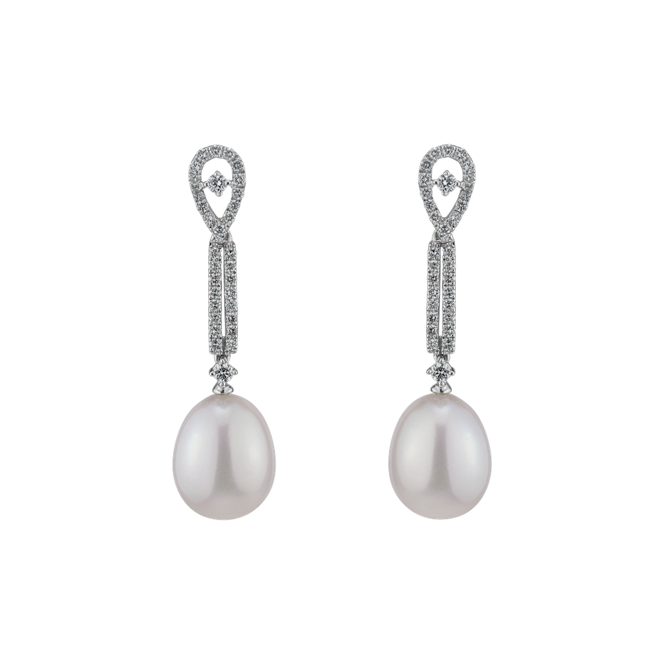 Diamond earrings with Pearl Fragments of Memories