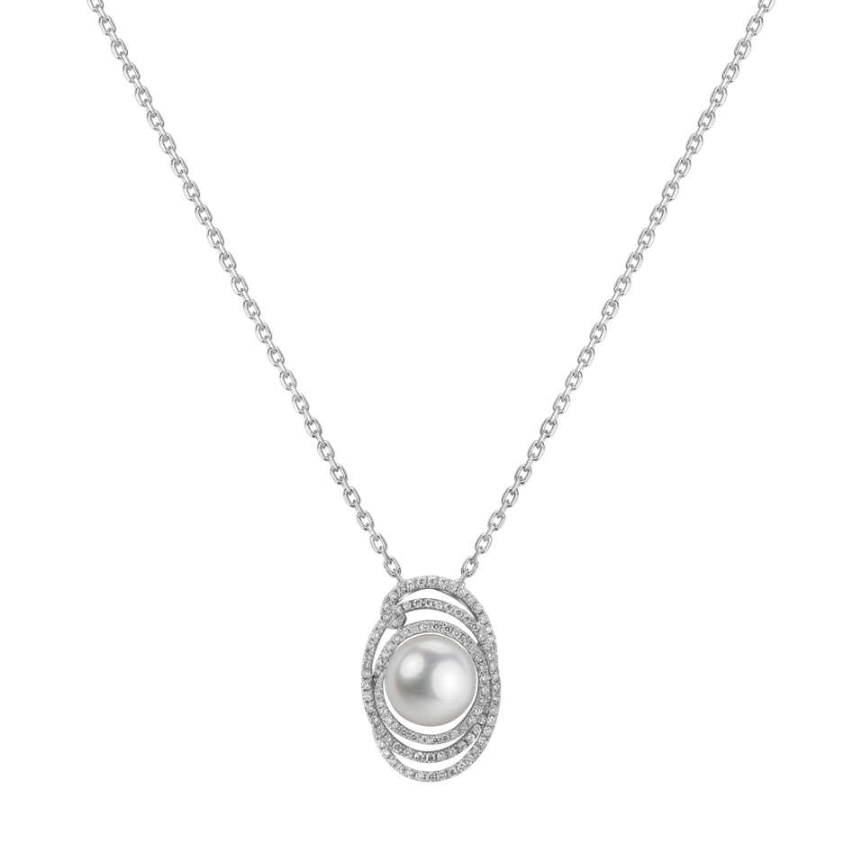 Diamond pendant with Pearl Hestia