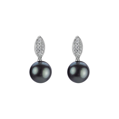 Diamond earrings with Pearl Celeste