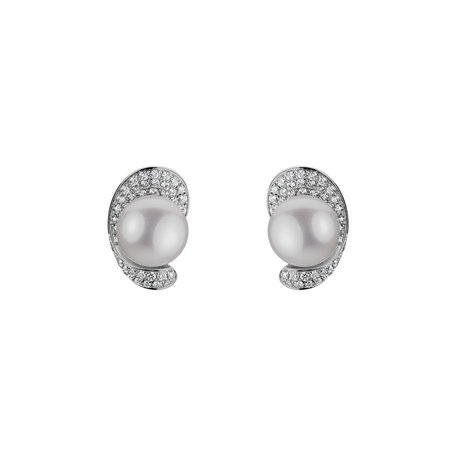 Diamond earrings with Pearl Melodic Pearls