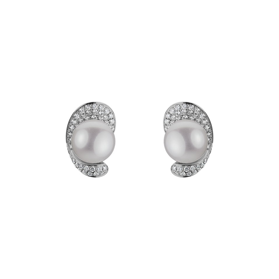 Diamond earrings with Pearl Melodic Pearls