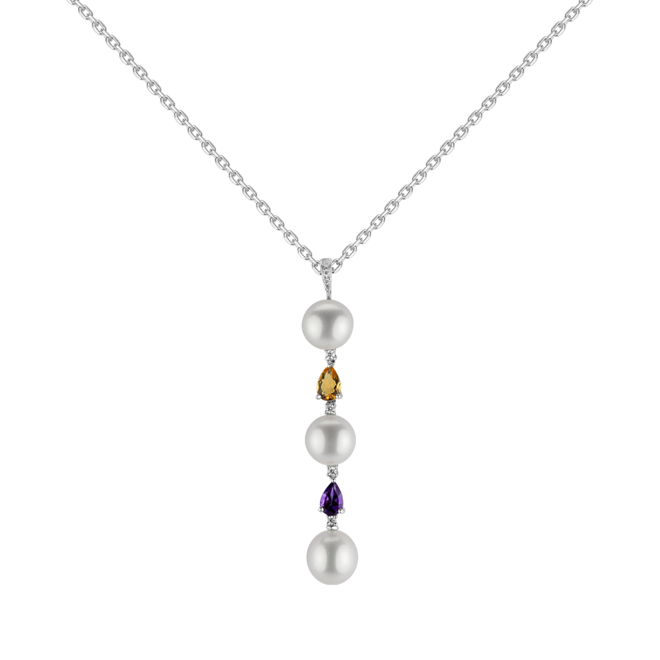 Diamond pendant with Pearl and gemstones Ocean Dream