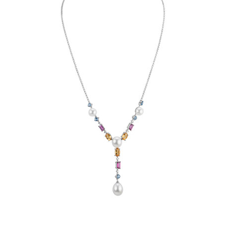 Diamond necklace with Pearl and gemstones Nixie