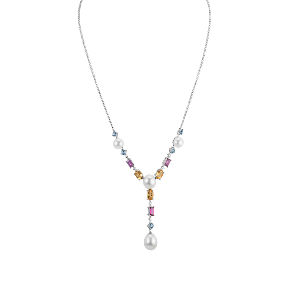 Diamond necklace with Pearl and gemstones Nixie