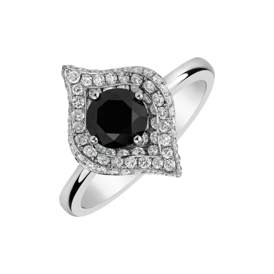 Ring with black and white diamonds Baroque Message