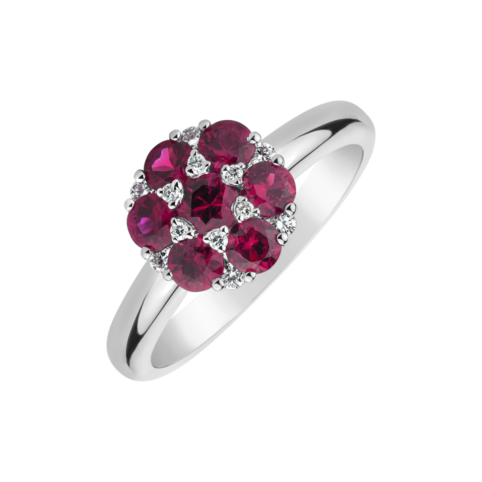 Diamond ring with Ruby Divine Blossom