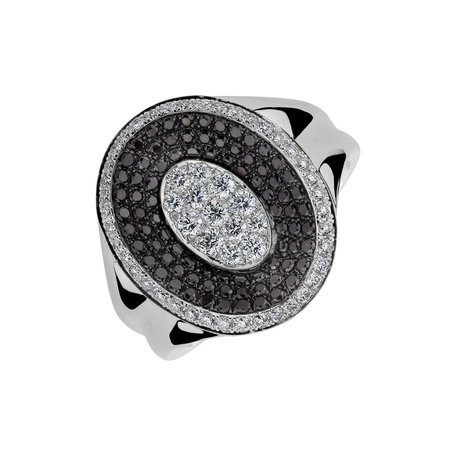 Ring with black and white diamonds Melvin