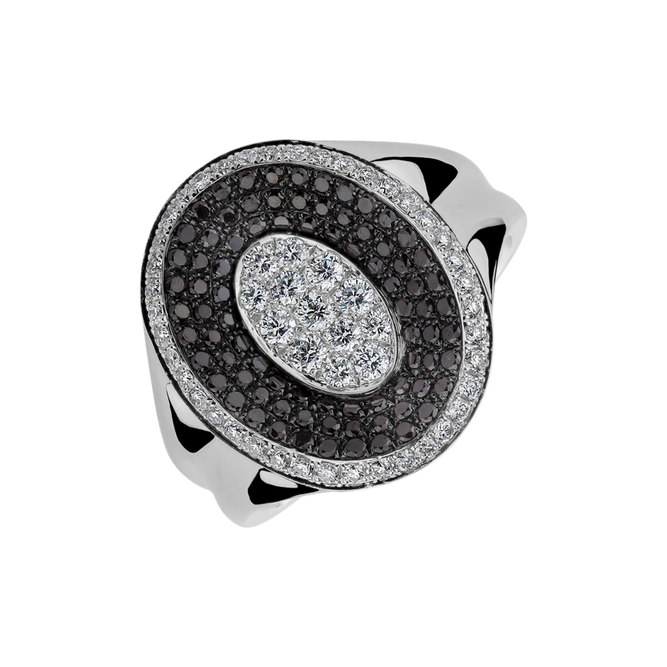 Ring with black and white diamonds Melvin
