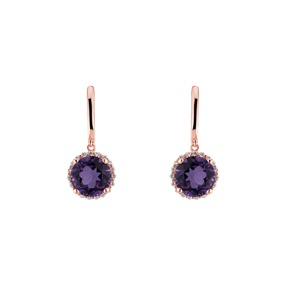 Diamond earrings with Amethyst Imaginary Home