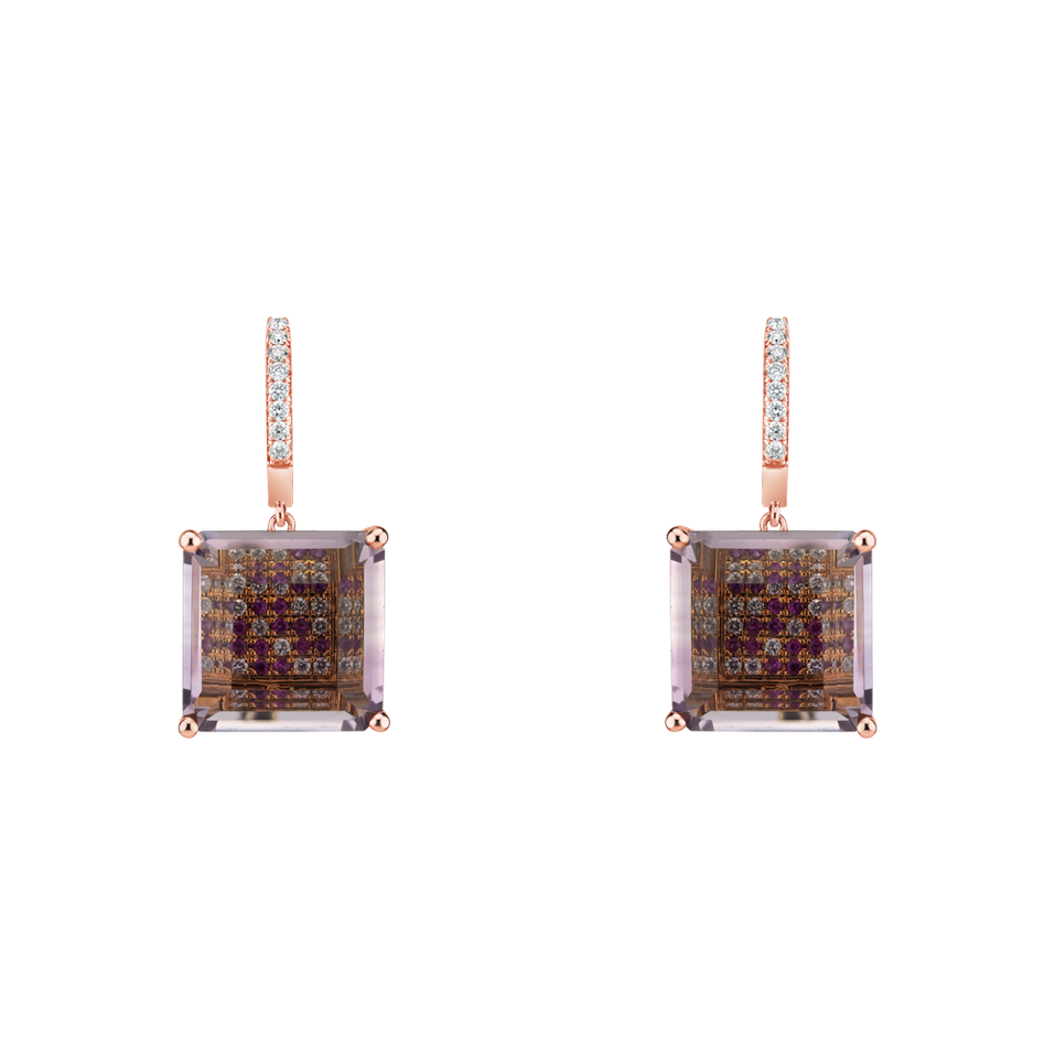 Diamond earrings with Amethyst and Sapphire Aisling