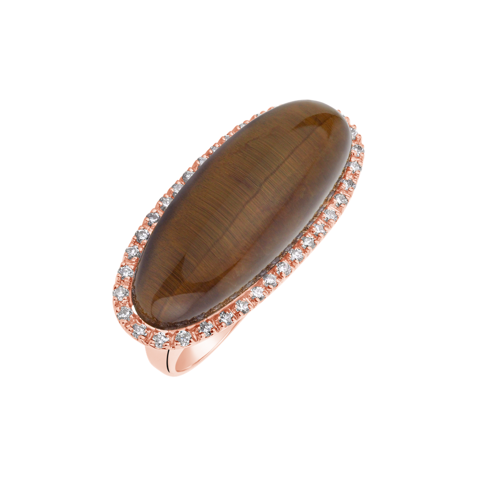 Diamond ring with Tiger Eye Night Passion