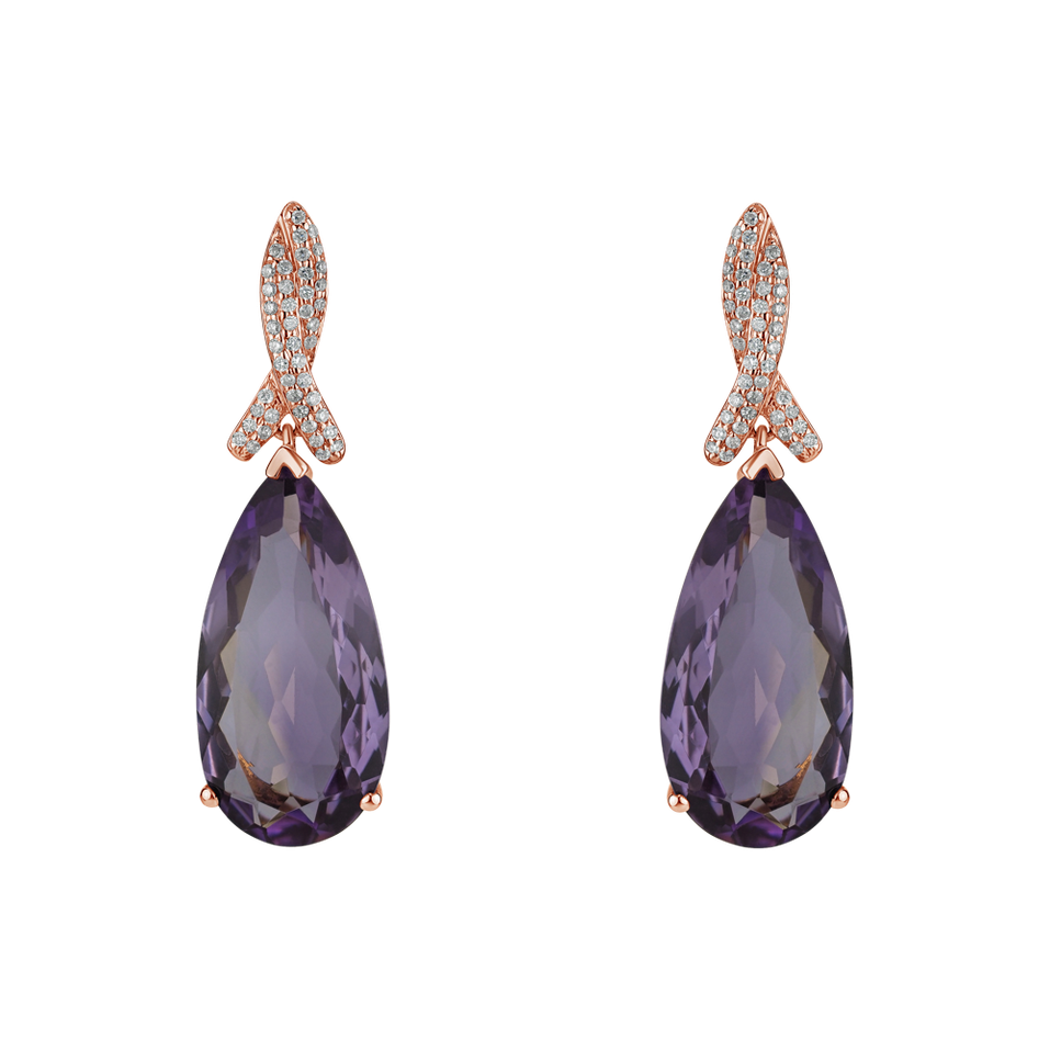 Diamond earrings with Amethyst Siddharth