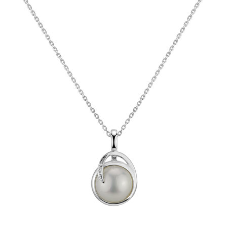 Diamond pendant with Pearl Astral Ocean