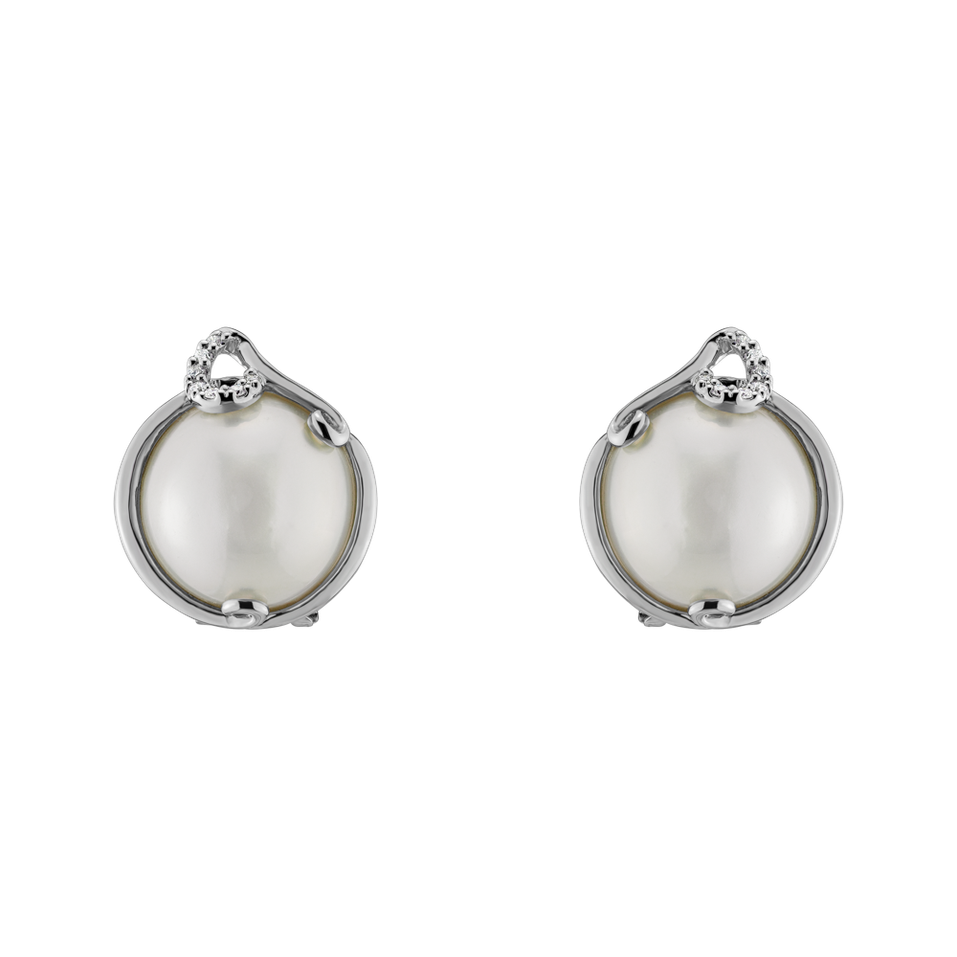 Diamond earrings with Pearl Sea of Attraction