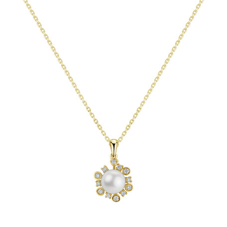 Diamond pendant with Pearl Dionele