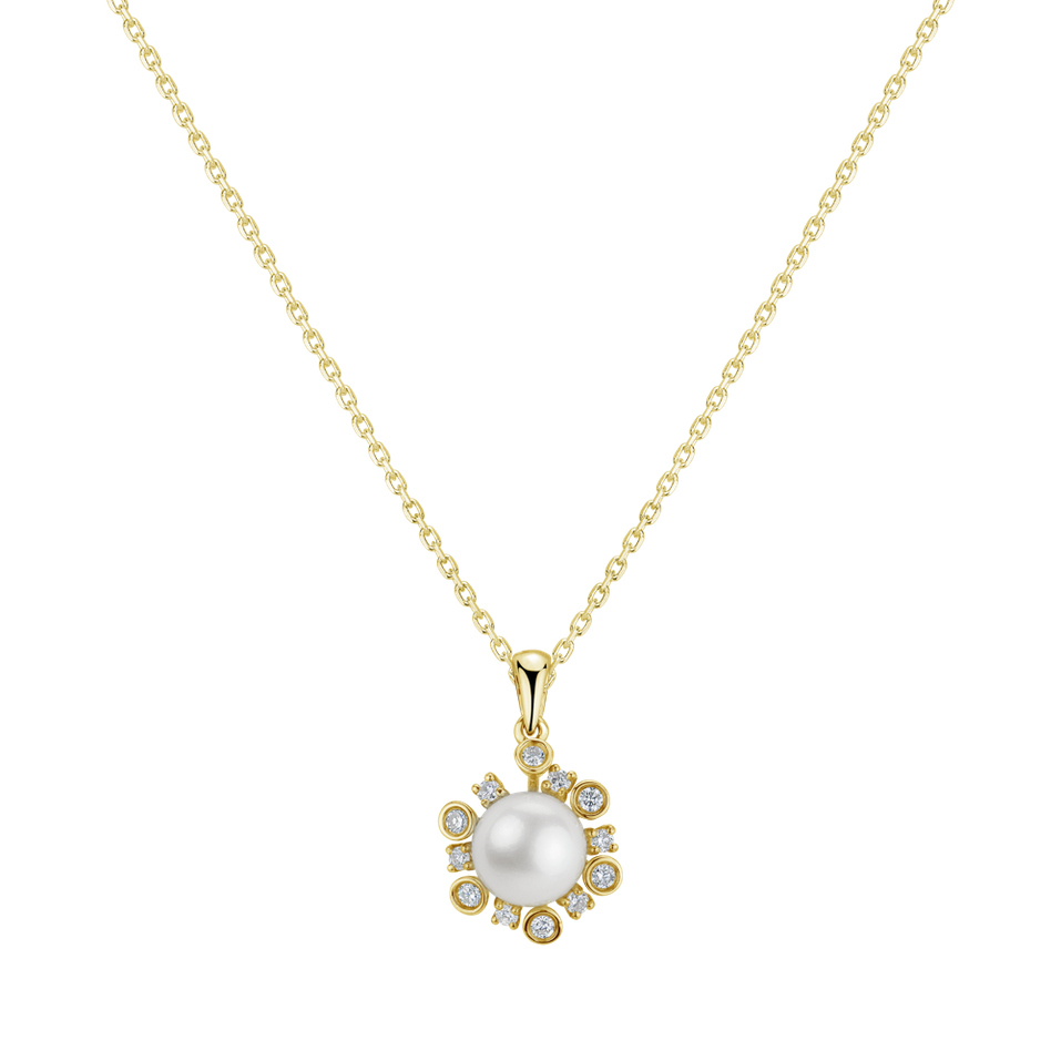 Diamond pendant with Pearl Dionele