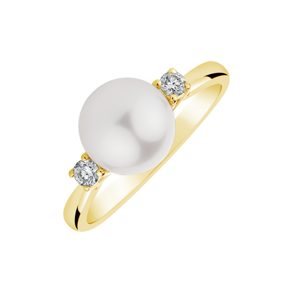 Diamond ring with Pearl Golden Treasure